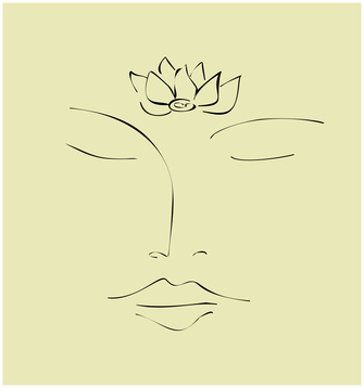 Gesicht mit Lotus auf Stirnchakra